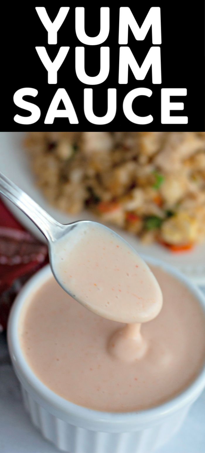 Learn how to make the popular Japanese steakhouse sauce, Yum Yum Sauce, at home with everyday pantry ingredients. Great on chicken, veggies, & fried rice! | www.persnicketyplates.com