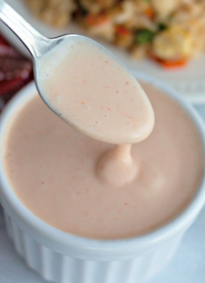 spoonful of pink sauce