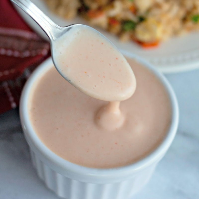 spoonful of pink sauce