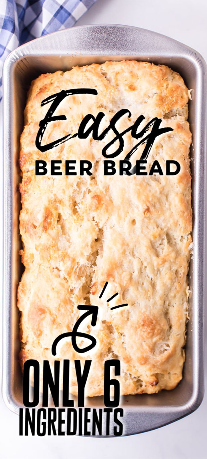 With only six ingredients and four steps, this beer bread recipe is super easy! No yeast needed and you can whip it up in about five minutes! | www.persnicketyplates.com