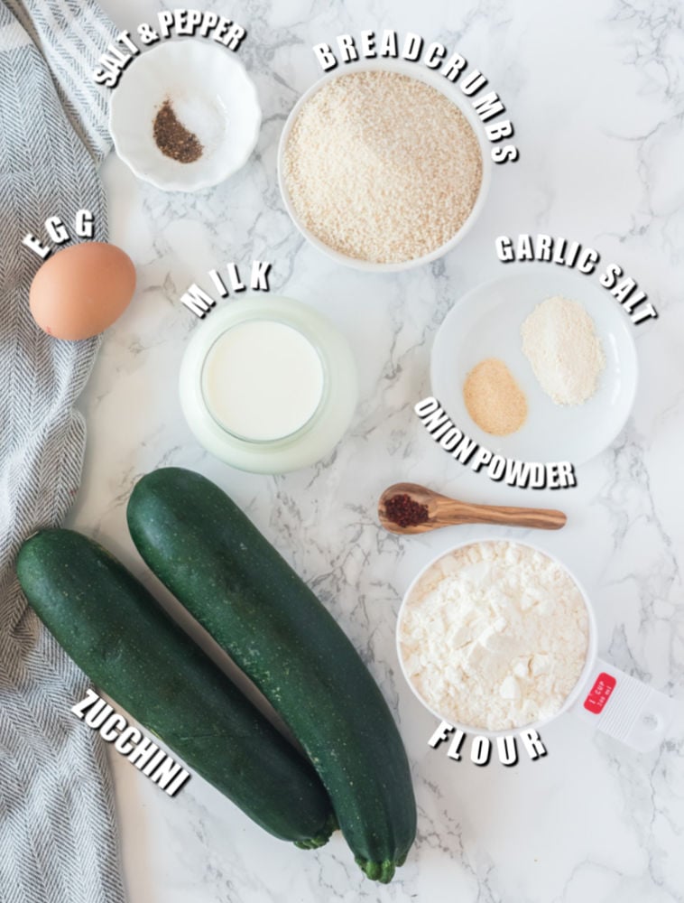 ingredients laid out to make zucchini fries