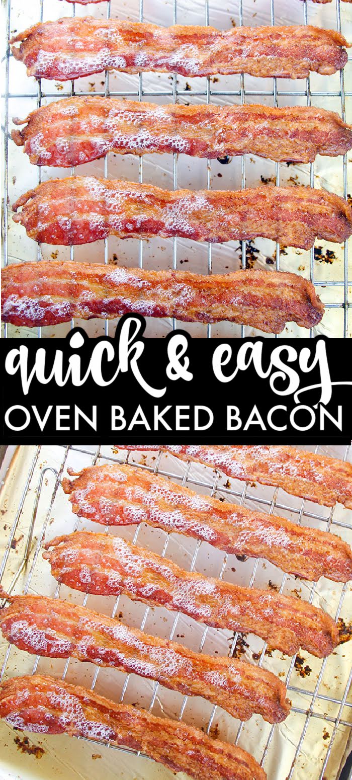 If you like crispy, perfectly cooked bacon and have never cooked it in the oven, you've been missing out! It's easy, less messy, and less hands-on than making it stovetop. Once you try it, you'll be hooked. | www.persnicketyplates.com