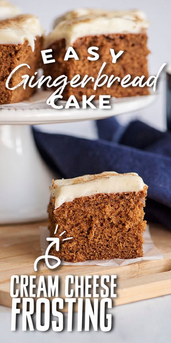 Grab your cinnamon, nutmeg, and allspice and make this tender and flavorful gingerbread cake topped with a cream cheese frosting from scratch in under an hour! | www.persnicketyplates.com