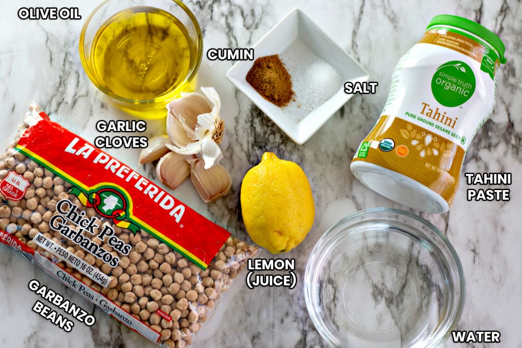 labeled ingredients for instant pot hummus