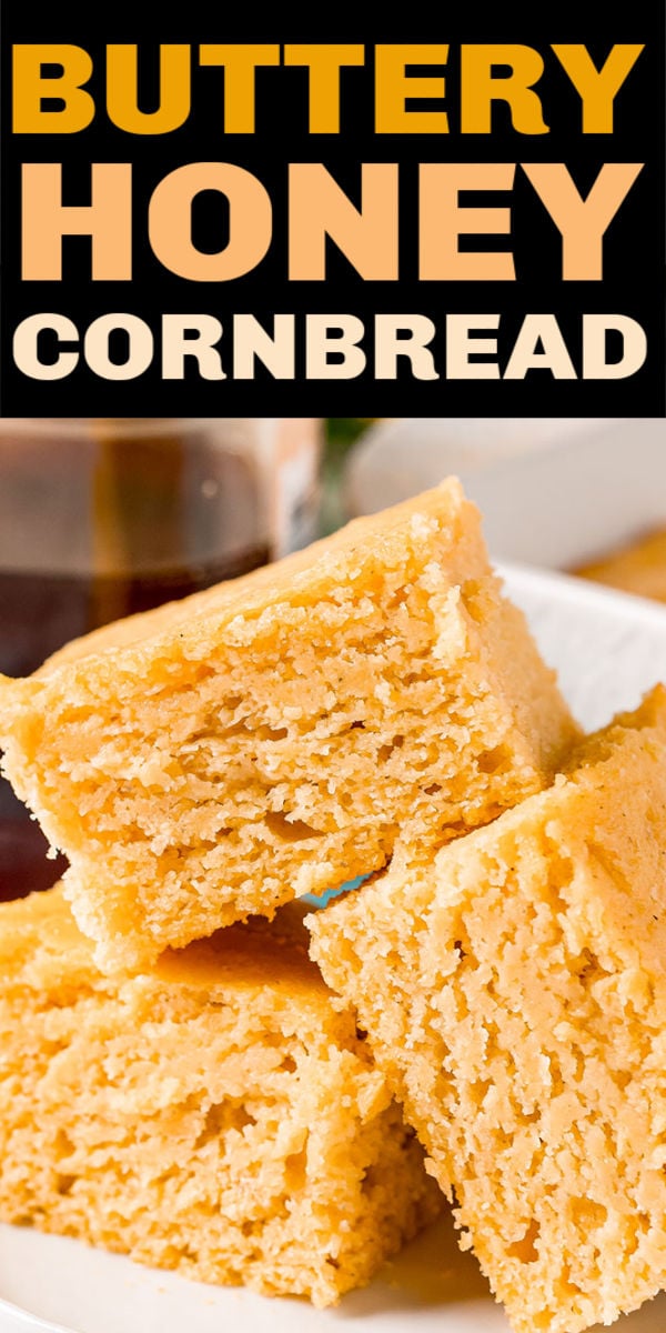 This easy homemade Honey Cornbread recipe is sweet and moist from the honey with a salted butter top for balance. This side dish is great for Thanksgiving or a BBQ! | www.persnicketyplates.com