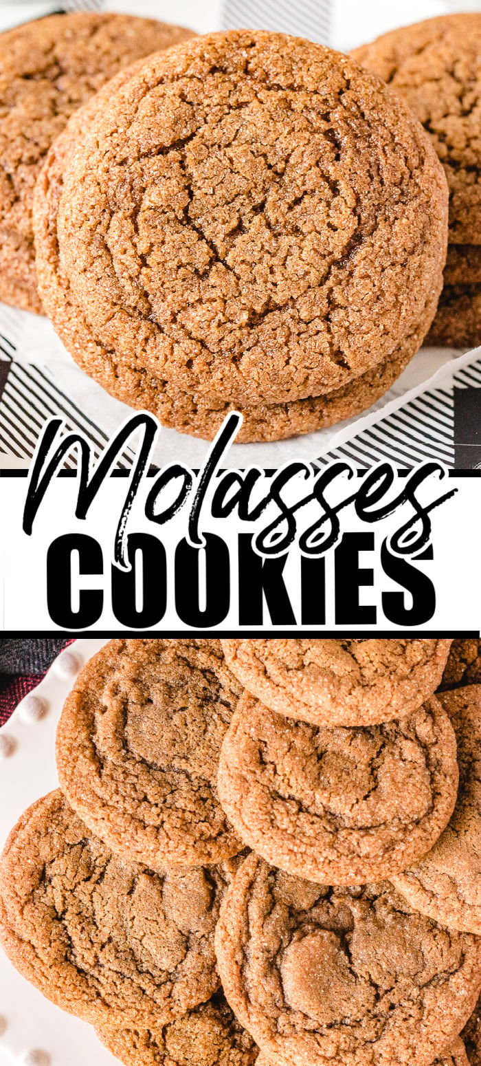 Soft and chewy molasses cookies are easy to make and even easier to eat. These perfectly spicy cookies with crinkly tops taste like Christmas!  | www.persnicketyplates.com