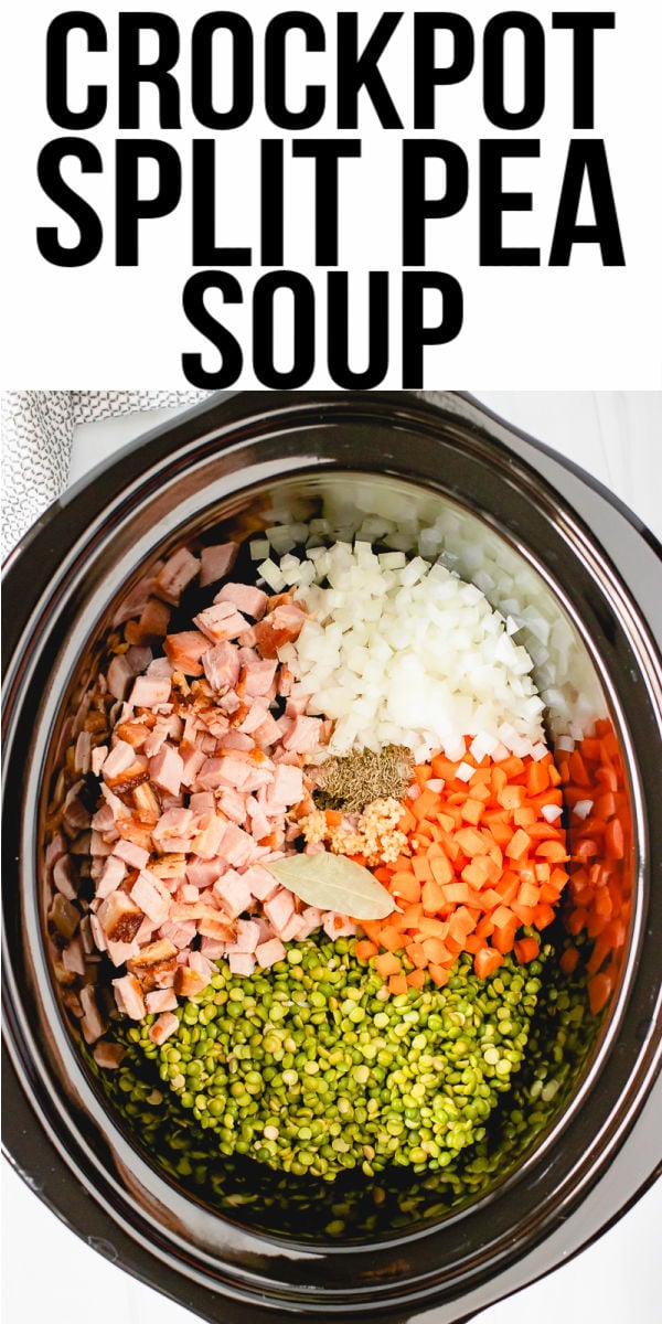 Crockpot Split Pea Soup is hearty and flavorful and a great way to use up leftover ham. Making split pea soup in the slow cooker makes it EASY and so good! | www.persnicketyplates.com