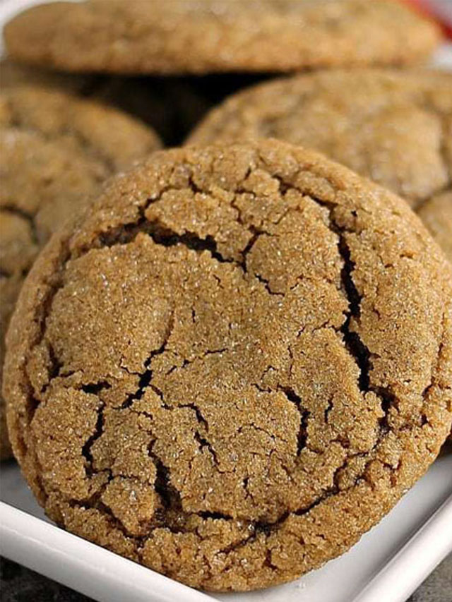 close up of ginger snap cookie