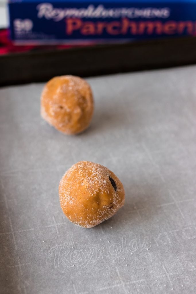 dough balls on a baking sheet