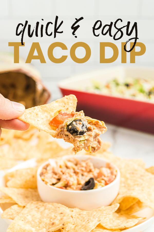EASY taco dip recipe perfect for game day! Prep only takes minutes and it's a real crowd-pleasing comfort recipe.