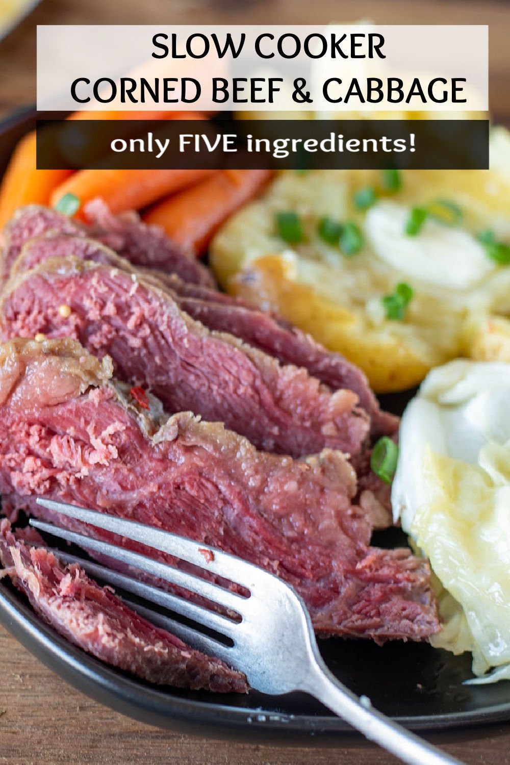 Slow Cooker Corned Beef and Potatoes is the perfect dinner for celebrating Saint Patrick’s Day with a classic recipe. You slow cook corned beef, potatoes, carrots, and cabbage in your crockpot to create a tender and flavorful meal. With only five ingredients, this will be in regular dinner rotation! | www.persnicketyplates.com