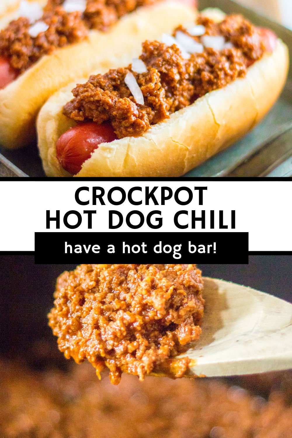 Full of flavor, this Crockpot Hot Dog Chili makes an ordinary hot dog extra delicious. Made in the slow cooker, it is the perfect addition to a hot dog bar with toppings, or serving on top of fries or burgers! | www.persnicketyplates.com