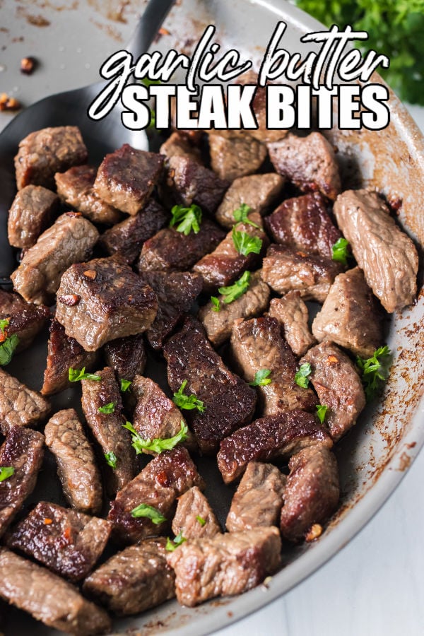 steak bites in a skillet