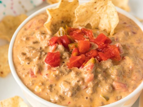 Hearty rotel cheese dip with ground beef food blog recipe