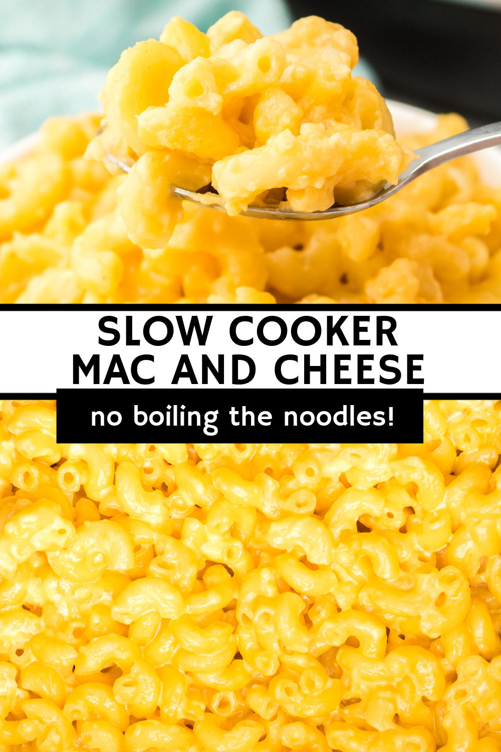 There are only 3 ingredients in this easy, no boil Mac and Cheese and it's made in the slow cooker! No butter or flour but full of creamy, cheesy flavor that only takes minutes to prep. | www.persnicketyplates.com