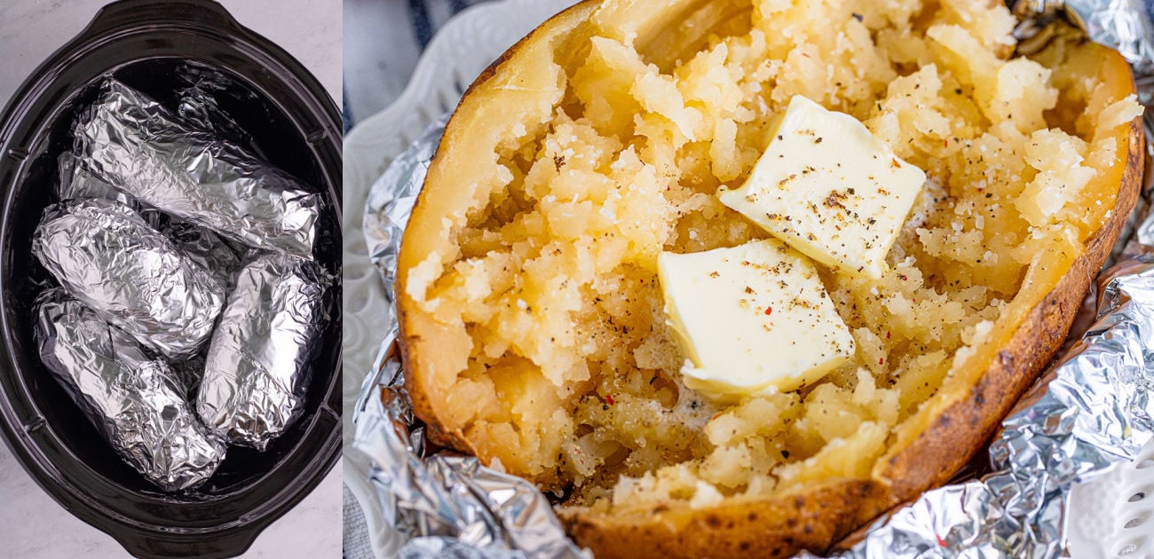 Slow cooker jacket potatoes - Bake a potato in a slow cooker