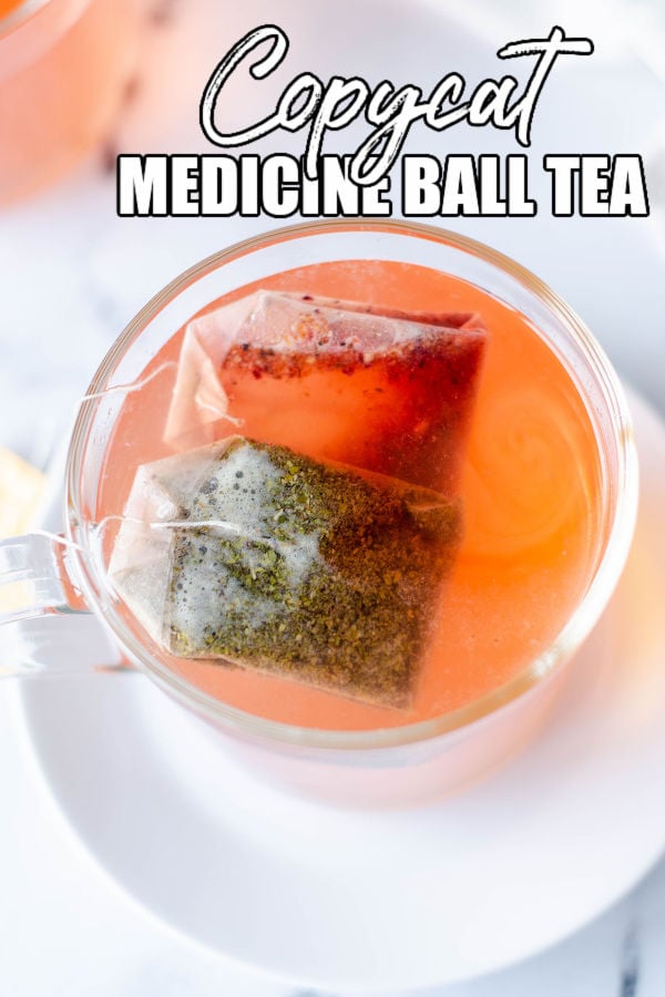 mug of tea with text reading "copycat medicine ball tea"