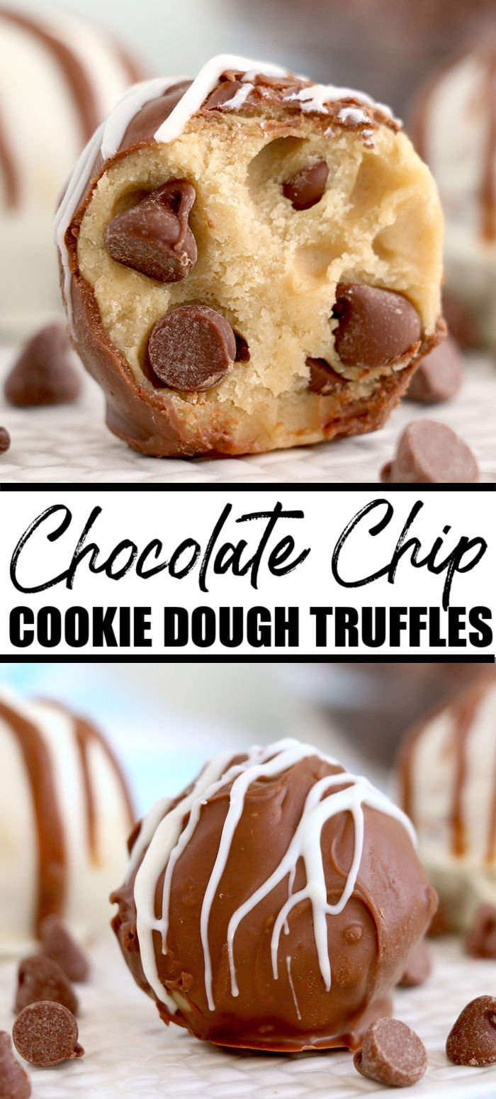 Easy chocolate chip cookie dough truffles are a fun no-bake treat. No eggs and the use of heat treated flour make them perfectly safe to eat! | www.persnicketyplates.com