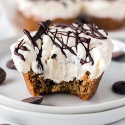 cheesecake cookie cup with a bit missing.