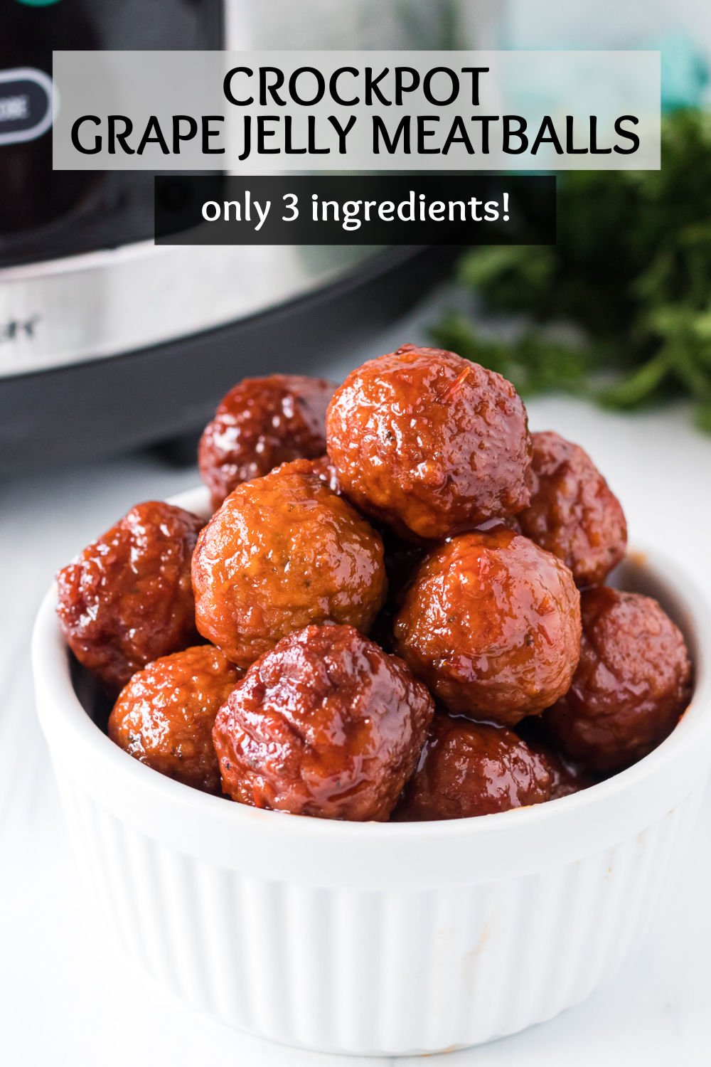 Tender meatballs slow cooked in a simple grape jelly and chili sauce. These meatballs make for the perfect simple savory party appetizer or easy dinner idea! | www.persnicketyplates.com
