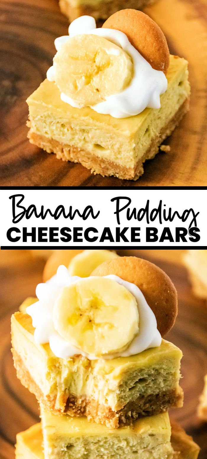 These Banana Pudding Cheesecake Bars combine everything you love about cheesecake and banana pudding into one easy, creamy, delicious dessert bar. We'll use both mashed bananas and pudding mix to get maximum banana flavor on top of a sweet vanilla wafer crust! | www.persnicketyplates.com