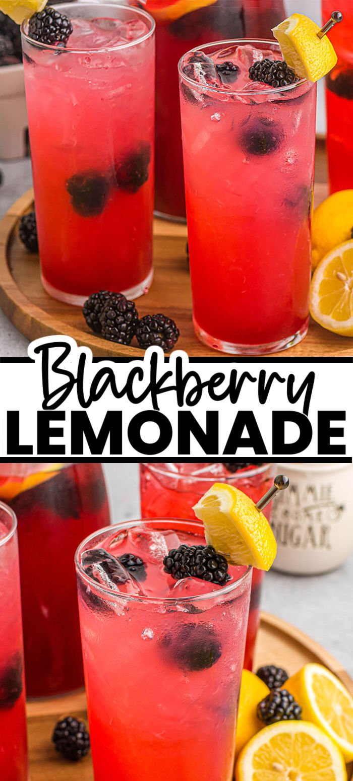 Homemade Blackberry Lemonade is really easy to make and perfect for warm weather. Made with fresh berries, lemon juice, and a blackberry simple syrup, this easy lemonade recipe is refreshing, pretty, and perfect for the whole family! | www.persnicketyplates.com