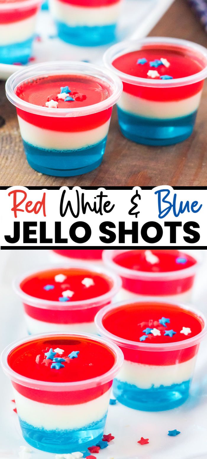 These layered Red White & Blue Jello Shots are perfect for a summer party. Make a batch of American Flag Jello Shots for Fourth of July, Memorial Day, or whenever you're feeling especially patriotic. | www.persnicketyplates.com