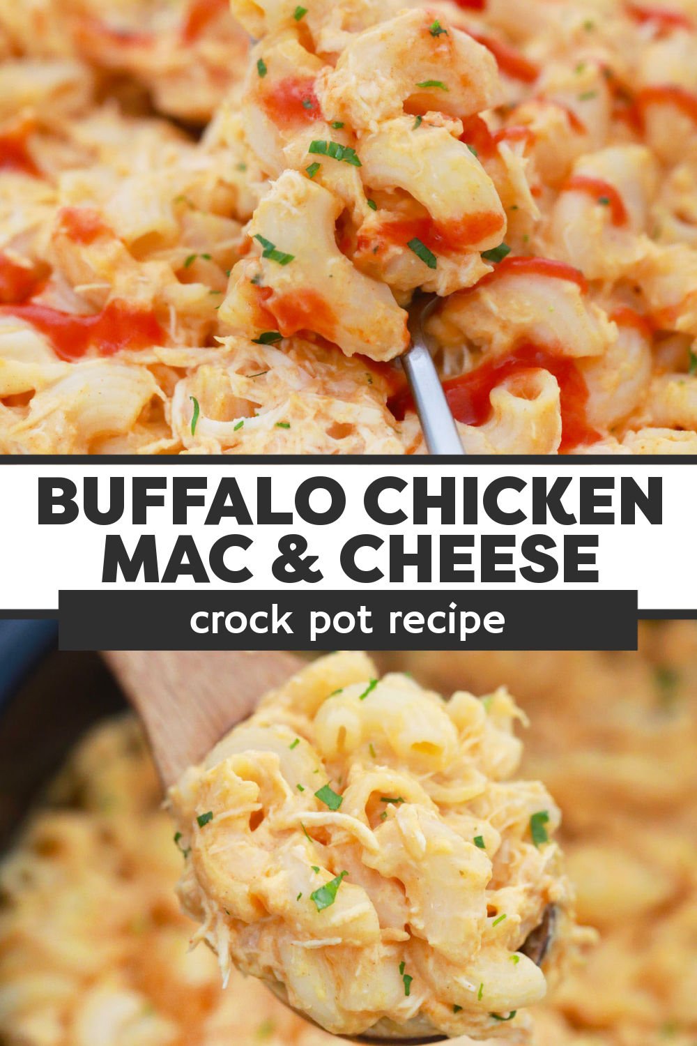 Slow cooker Buffalo Chicken Mac & Cheese is the perfect comfort food made easy in the crock pot. With tender shredded chicken breasts, homemade cheese sauce, and tangy buffalo wing sauce, this is the best buffalo mac you will ever have.  | www.persnicketyplates.com