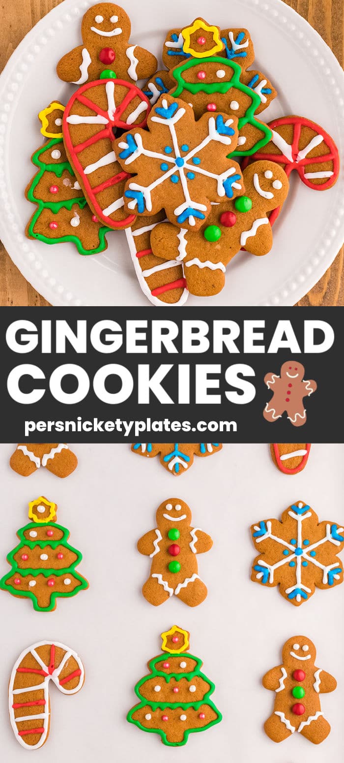 It's always the right time to learn how to make gingerbread cookies! These classic holiday cookies are soft, moist, and hold a perfect shape! I'm sharing my tips and tricks on making homemade, deliciously spiced, brown sugar and molasses-flavored cookies ready to be decorated and enjoyed all season long! | www.persnicketyplates.com