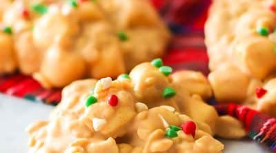 no bake avalanche cookie with holiday sprinkles.