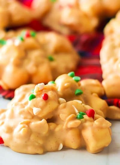 no bake avalanche cookie with holiday sprinkles.