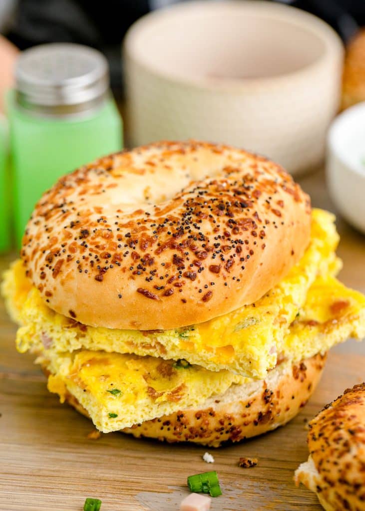 everything bagel sandwich with eggs.