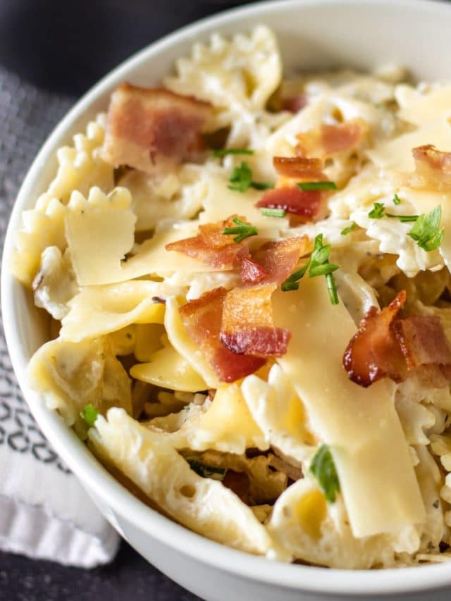 Quick Dinner – Creamy Bow Tie Pasta with Bacon