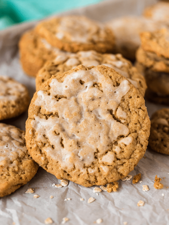 Soft and Chewy Iced Oatmeal Cookies
