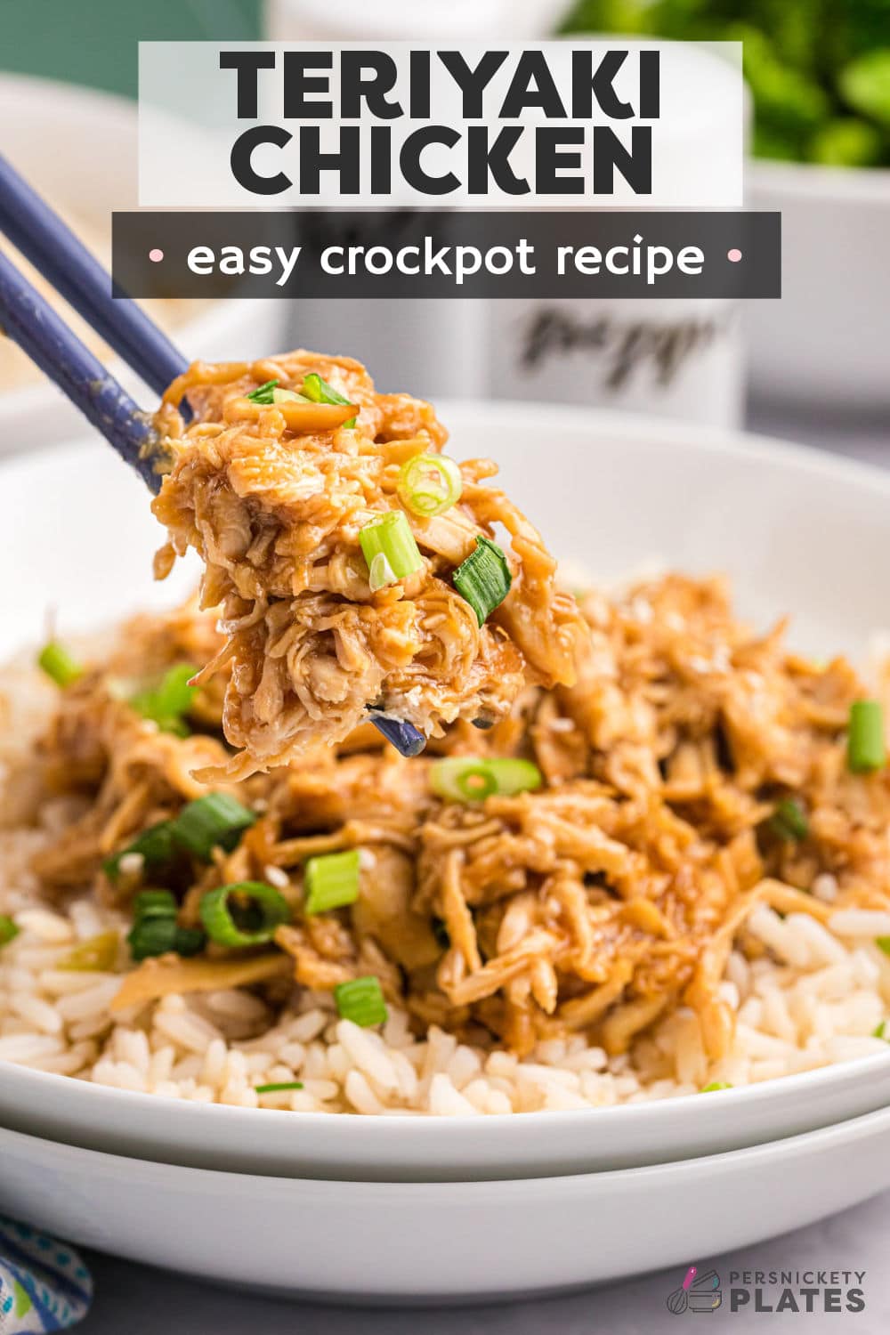 This sweet and savory, slightly sticky, and super saucy slow cooker honey teriyaki chicken is made with simple ingredients and just 10 minutes of prep time. Everything gets dumped and set in the morning and the chicken is pull-apart tender by the time dinner time rolls around, which makes it perfect for busy weeknights and lazy weekends! | www.persnicketyplates.com