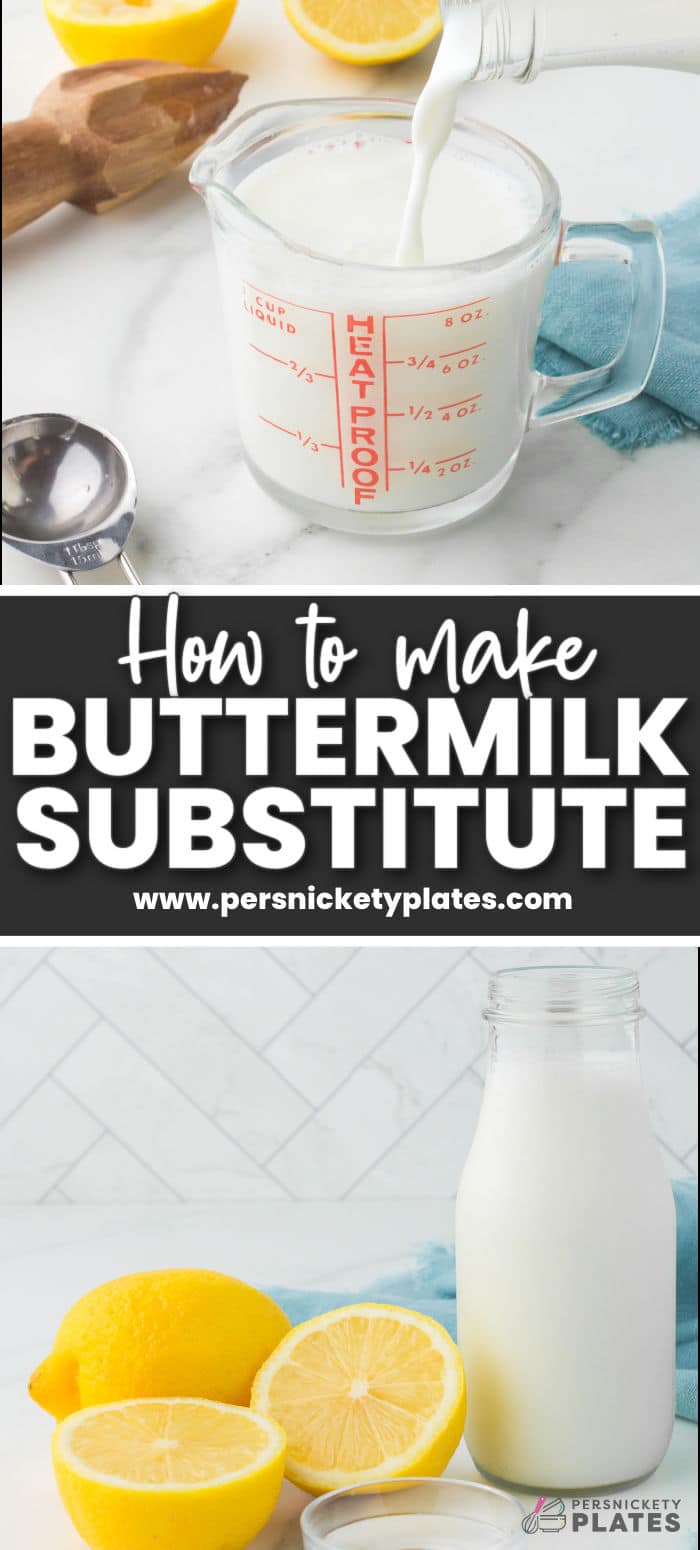 Discovering how to make buttermilk substitute is a game-changer in the kitchen, especially when you're in the middle of a recipe and realize you're fresh out of real buttermilk! | www.persnicketyplates.com