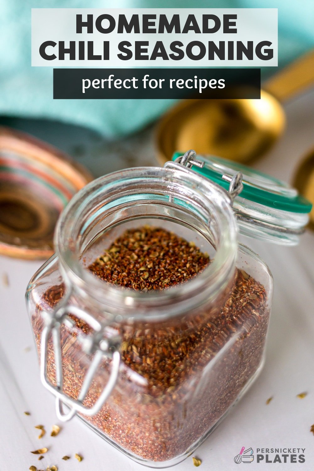 Learn to make homemade chili seasoning with just a few pantry spices and a minute to combine! Homemade spice mixes are budget-friendly, easily accessible, and customizable to suit your tastes. Plus, they add so much flavor to all your dishes without the need for extra sodium and fillers!  | www.persnicketyplates.com
