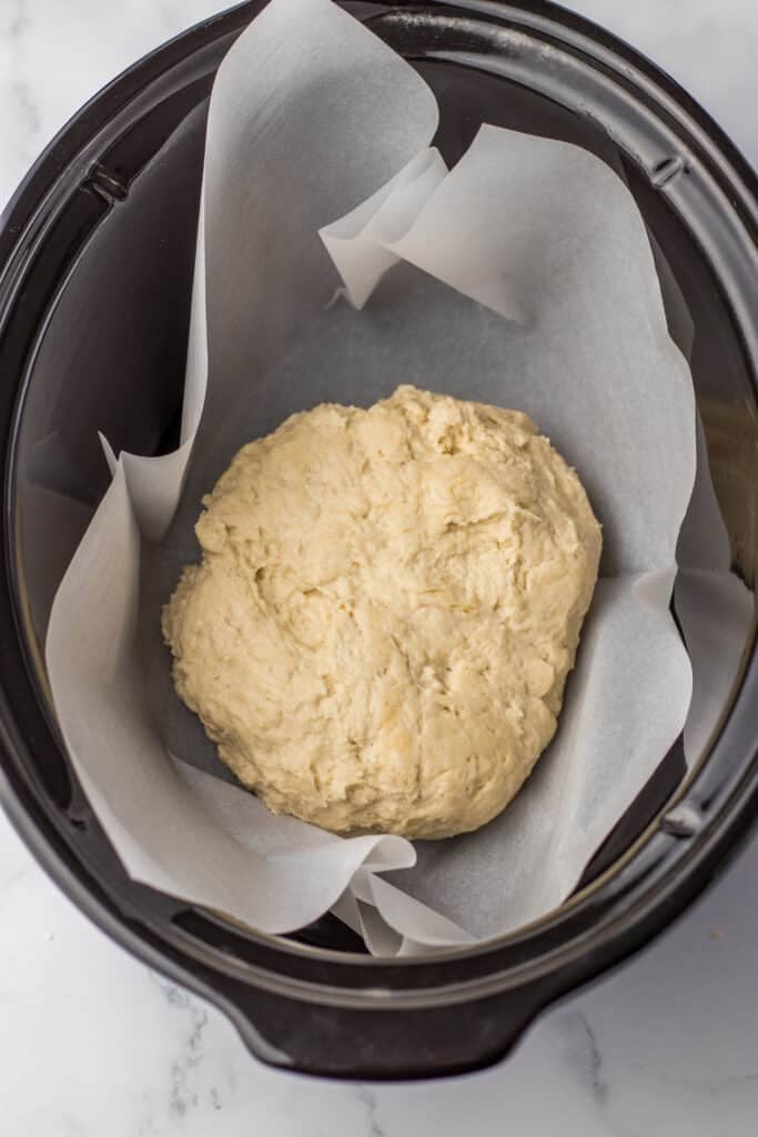 bread dough in a slow cooker.
