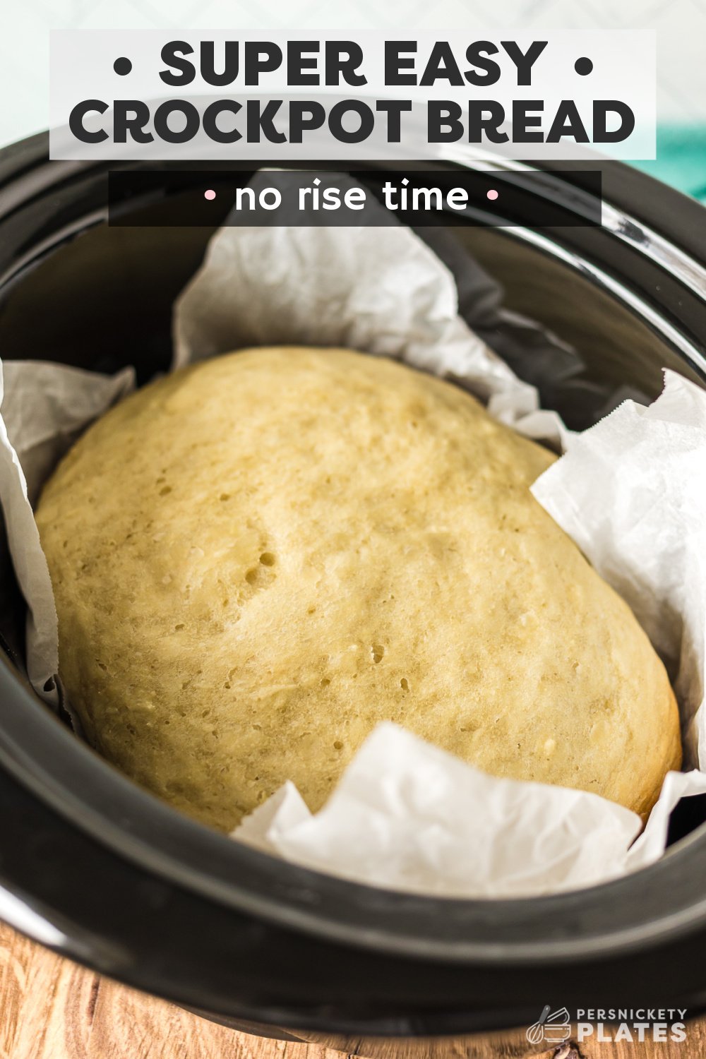 Rustic Slow Cooker Bread is exactly as easy and convenient as it sounds! Skip the loaf pan, the dough rise, and turning on the oven, because the crockpot does it all! | www.persnicketyplates.com