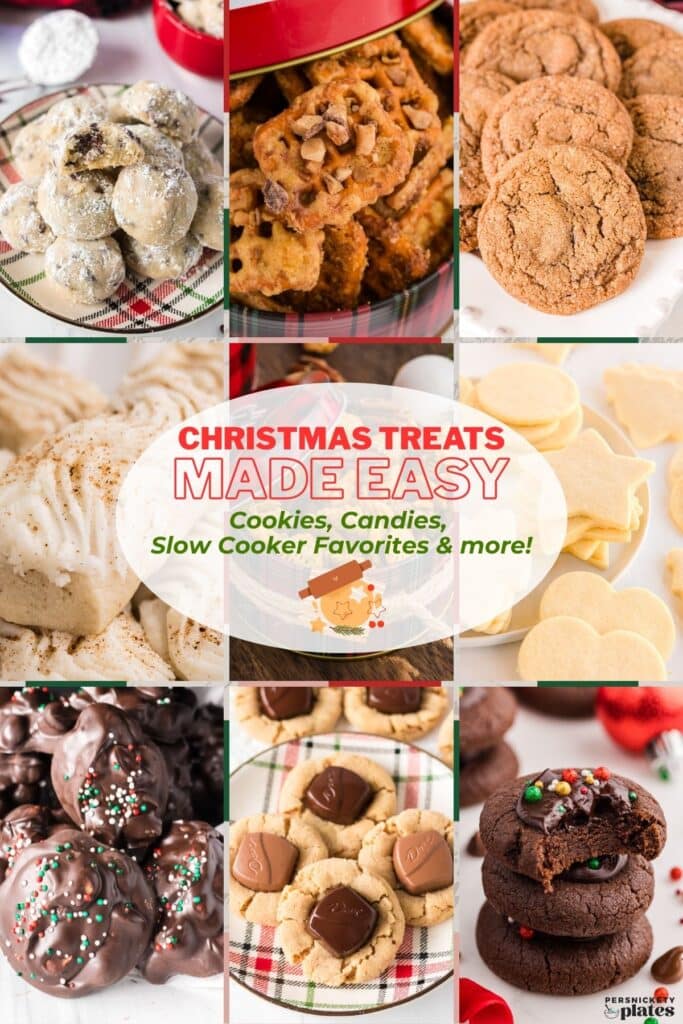 collage of christmas cookies reading christmas treats made easy. 